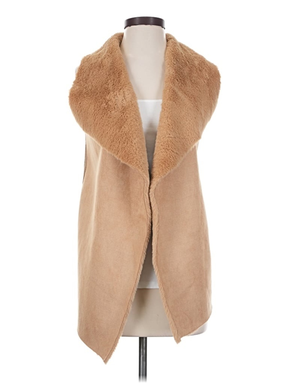 Faux Shearling Sleeveless Vest - Camel